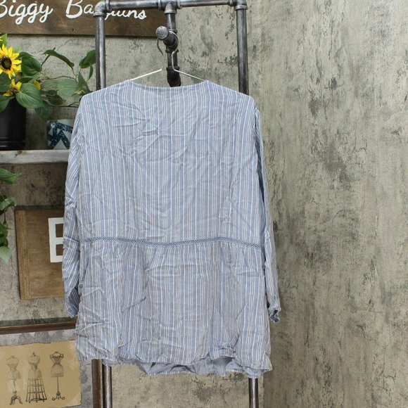 NWT Fever Crochet Inset Peasant Top XL Blue - Picture 4 of 6